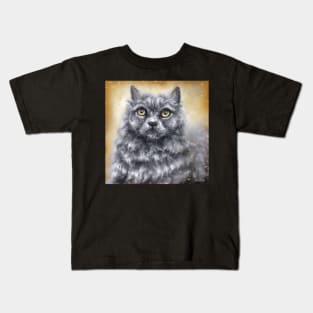 Painting of a Fluffy Blue Persian Cat Kids T-Shirt